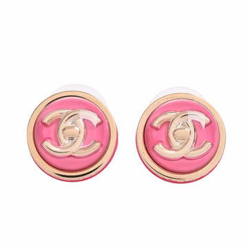 CHANEL Coco Mark Round Earrings Pink Ladies