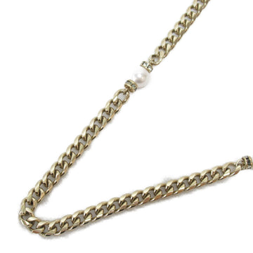 CHANEL Long Necklace A22S Necklace Gold Pearl White Gold Plated pearl/rhinestone Gold Pearl White