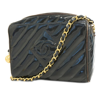 Chanel Chain Shoulder Women's Patent Leather Shoulder Bag Black