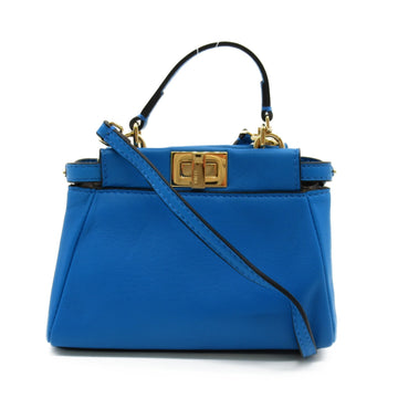 FENDI Microbeecaboo Small Shoulder Bag Blue leather 8M0355-K47