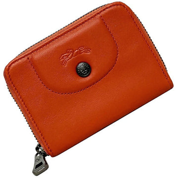 LONGCHAMP coin case orange 30001757 leather  wallet ladies