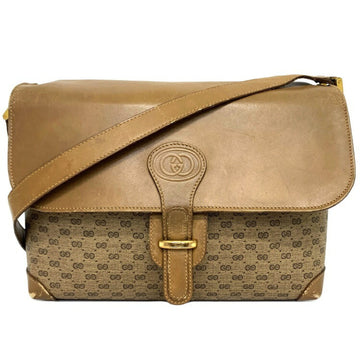 Gucci Shoulder Bag Beige Old 001 261 1135 Pochette Leather PVC GUCCI Micro GG Flap Ladies