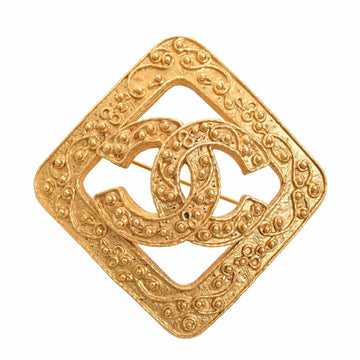 CHANEL Cocomark Diamond Brooch Gold Women's