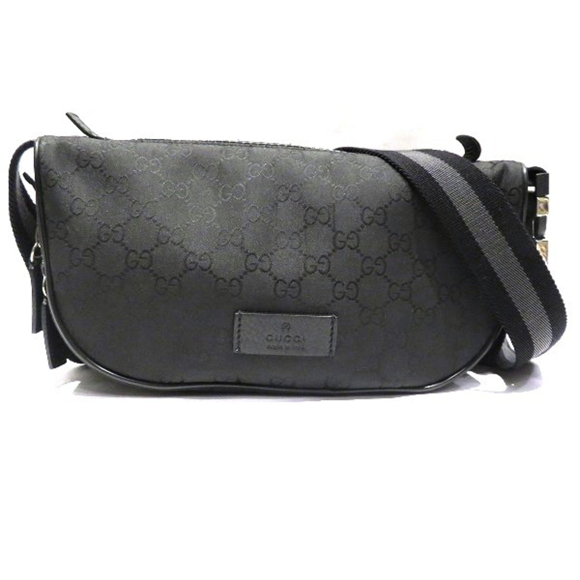 GUCCI GG Monogram Nylon Canvas Fanny Pack Belt Bag Black 449182