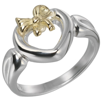 TIFFANY & Co. No. 7.5 Ring Heart Ribbon Vintage Silver 925 K18 Gold Women's