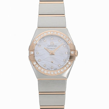 OMEGA Constellation Quartz 24MM Diamond Bezel White Shell * 12P 123.25.24.60.55.012 Women's Watch