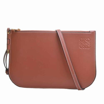 LOEWE leather gate double zip pouch shoulder bag brown