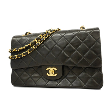 Chanel Matelasse Shoulder Bag W Flap W Chain Women's Leather Black