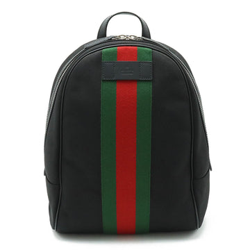 GUCCI Sherry Line Backpack Rucksack Techno Canvas Leather Black Green Red 630917