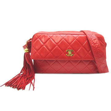 Chanel Matelasse Shoulder Women's Bag A04619 Lambskin Red