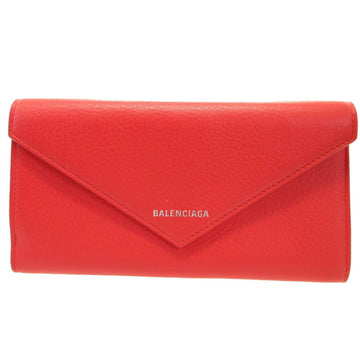 BALENCIAGA Paper 499207 Leather Red Bifold Long Wallet
