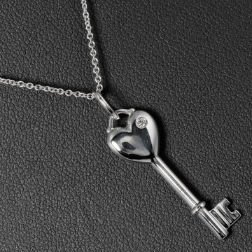 TIFFANY Heart Key Necklace 925 Silver Diamond &Co.