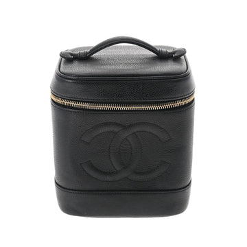 CHANEL Vanity Black Women's Caviar Skin Handbag