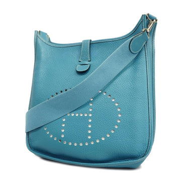 HERMES Shoulder Bag Evelyn 2GM I Engraved Taurillon Clemence Blue Jean Silver Hardware Ladies