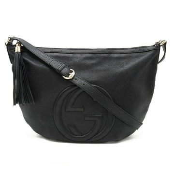 Gucci Soho Interlocking G Tassel Shoulder Bag Leather Black 295175