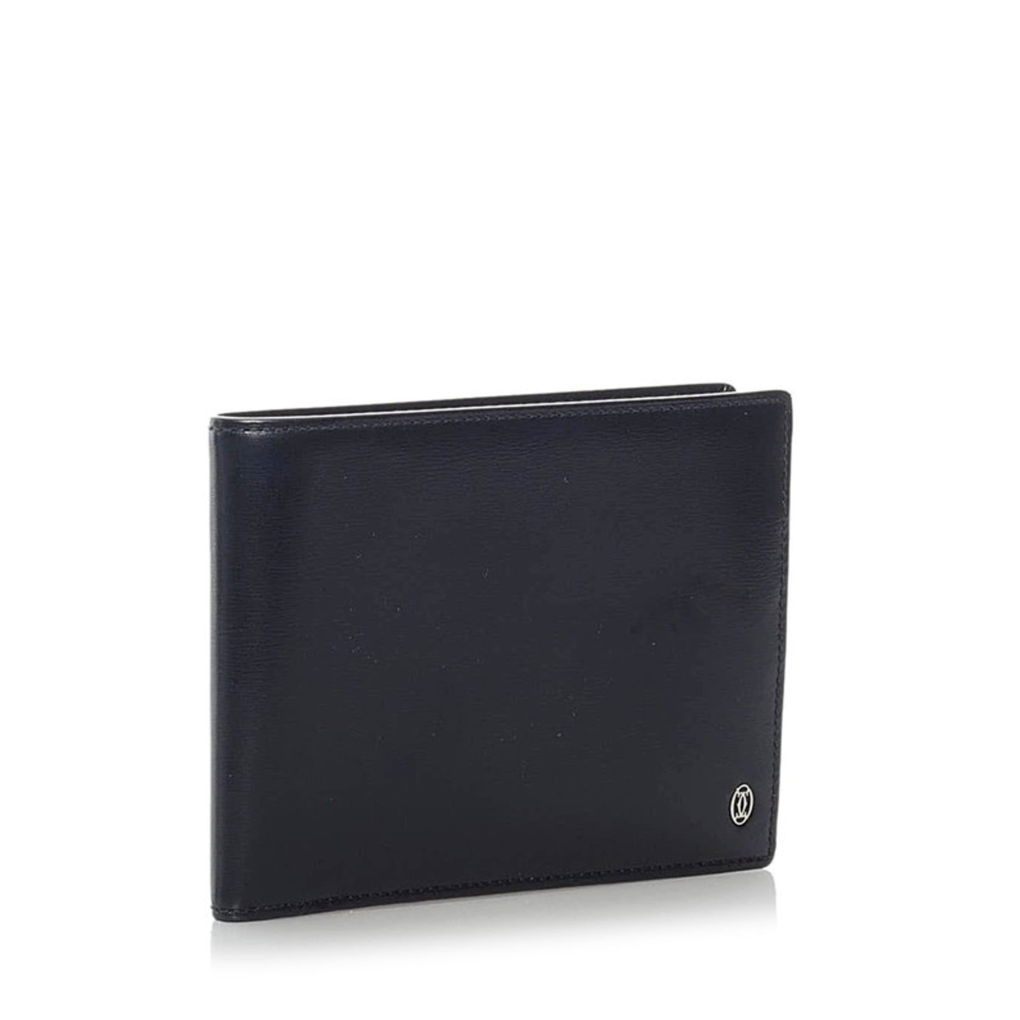 Cartier Pasha bi fold wallet black leather men CARTIER