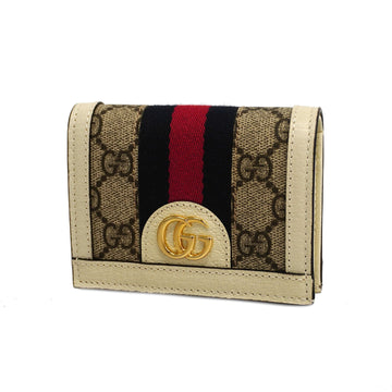 Auth Gucci GG Marmont 597609 GG Supreme Long Wallet (bi-fold) Navy