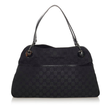 Gucci GG Canvas Tote Bag 121023 Black Leather Ladies GUCCI