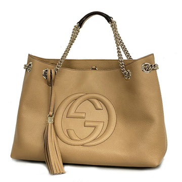 GUCCI Shoulder Bag Soho 536196 Leather Beige Champagne Ladies