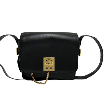 CELINE Vintage Ring Hardware Leather Genuine Mini Shoulder Bag Pochette Sacoche Black