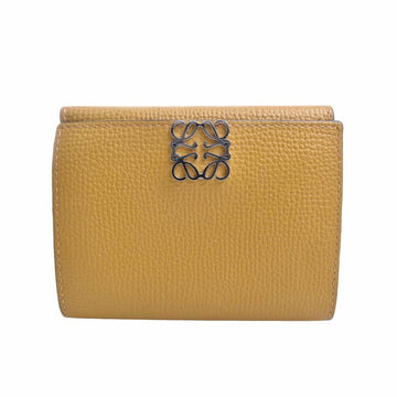 LOEWE Leather Anagram Trifold Wallet Compact C821TR2X02 Yellow Ladies