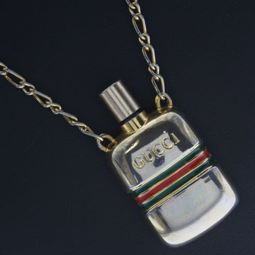 GUCCI Sherry Line Perfume Bottle Gold Plated Unisex Necklace
