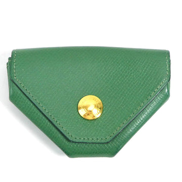 HERMES coin case Le Van Quatre leather green gold unisex