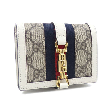 GUCCI Bifold Wallet Jackie 1961 Card Case Ladies Beige White PVC Leather 645536 GG Supreme