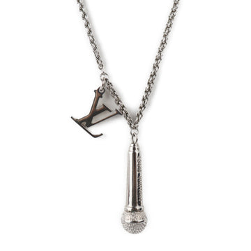 LOUIS VUITTON DJ Vocabulary Microphone Necklace M69458 Metal Silver LV Logo