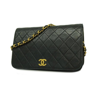 CHANEL Shoulder Bag Matelasse Chain Lambskin Black Gold Hardware Women's