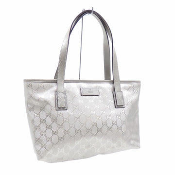 GUCCI Tote Bag GG Imprime Women's Silver PVC Leather 211138 Hand