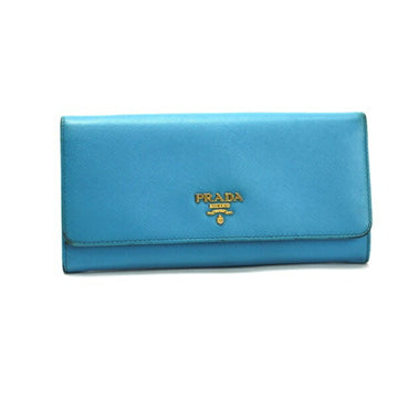 PRADA Saffiano Bi-Fold Wallet Logo Light Blue 1M1132  Women's Gold Hardware