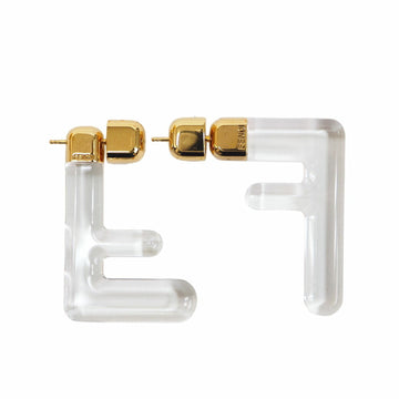 Fendi F Is Earrings Clear x Gold Resin Women's Zucca