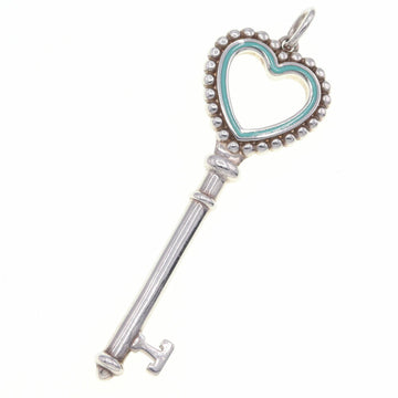 TIFFANY Pendant Top Heart Key Charm Silver Blue SV Sterling 925 Women's Necklace &CO