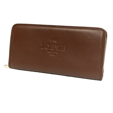 Loewe Round Long Wallet 176 N79 F13 Heritage Zip Around Leather Brown