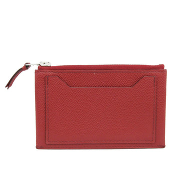 HERMES Clarisse PM Women,Men Epsom Leather Coin Purse/coin Case Red Color