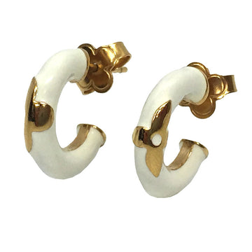 Louis Vuitton M63193 Creole Miss LV Earrings White/Gold Women's