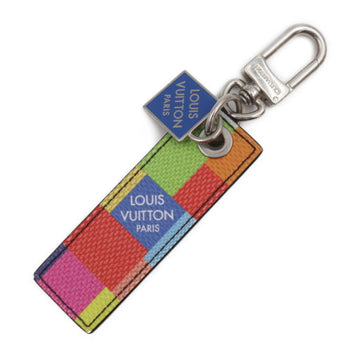 LOUIS VUITTON Porto Cle LV Tab Keychain M80227 Damier Graphite 3D Canvas Multicolor Silver Hardware Bag Charm