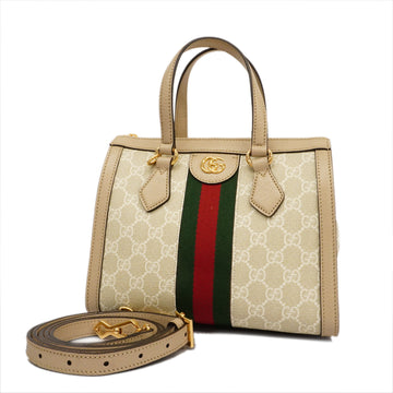 GUCCI[3zb1474]Auth  2way Bag Ophidia 547551 GG Supreme Beige Gold metal