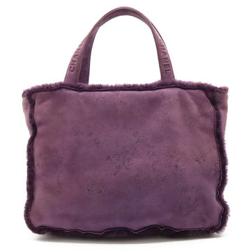 CHANEL tote bag handbag mouton suede purple