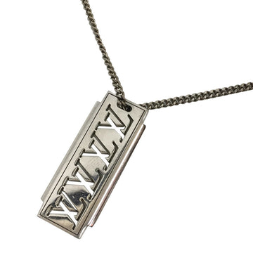 LOUIS VUITTON Collier Plaque Multi LV Necklace M63646 Pendant Men's Silver