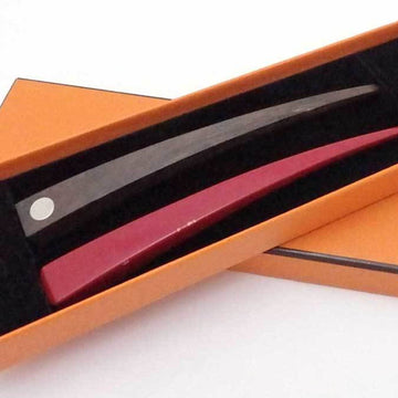 HERMES Kanzashi Hair Accessory Serie Wood/Lacquer Wood Brown x Dark Red Women's