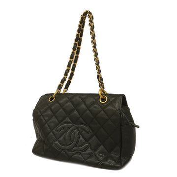 CHANELAuth  Matelasse Chain Handle Women's Caviar Leather Handbag Black