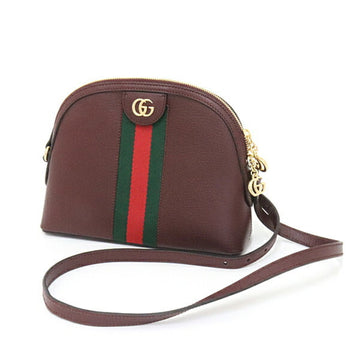 Gucci Ophidia Leather Small Shoulder Bag Bordeaux 499621 Double G Web Stripe