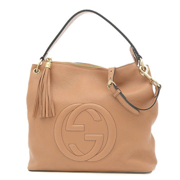 GUCCI Soho Tassel 2Way Bag Leather Beige 536194