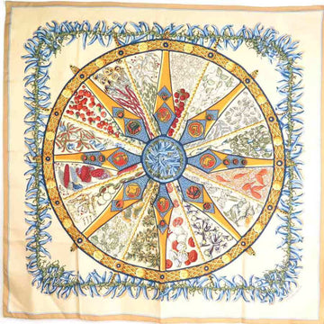 HERMES Scarf Carre 90 AUX PAYS DES EPICES Silk Beige/Multicolor Women's e55947a