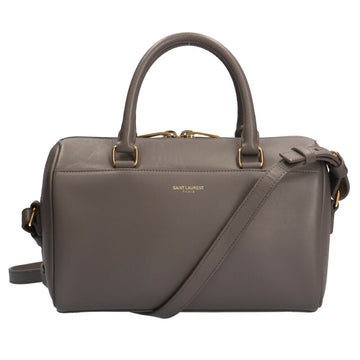 YVES SAINT LAURENT Baby Duffle Shoulder Bag Leather Gray Ladies