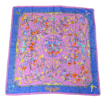 HERMES Carre 90 PiERRESdORiENTetdOCCiDENT Oriental Stone and Western Stonework Women's Scarf Muffler 100% Silk Multi [Pink Blue]