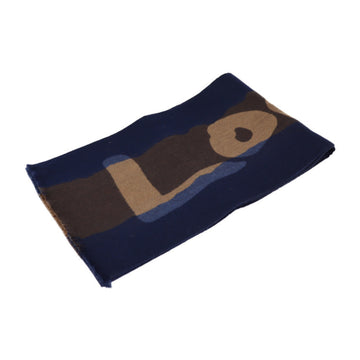 LOUIS VUITTON muffler wool silk navy brown logo