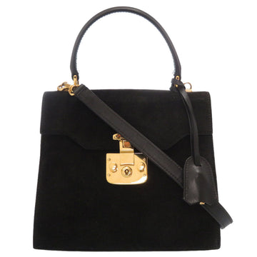 Gucci Lady Rock Suede Black Gold Hardware 000 110 0211 2WAY Handbag Bag 0057